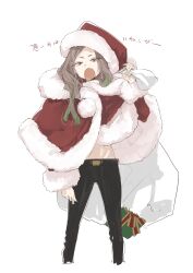 1girl character_request christmas denim groin hat ikuhana_niiro jeans pants santa_costume santa_hat