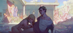 5girls 6+boys after_fellatio ancient_rome arms_behind_back blonde_hair breasts breasts_apart censored clothed_male_nude_female clothed_male_nude_male collar column cum cum_in_mouth cum_in_nose cum_on_body day facial food fruit girl_on_top grabbing_another&#039;s_chin grapes group_sex hand_on_another&#039;s_chin has_uncensored_version hetero kneeling leash multiple_boys multiple_girls muscular muscular_female nude old old_man orgy outdoors penis pillar sabu_(sabudenego) sex_slave slave slave_auction small_breasts standing stone_floor tattoo tray