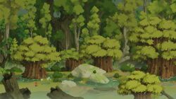 bush day fog forest franrekk grass landscape nature original outdoors people pixel_art plant puddle rock scenery standing tree water wetland wide_shot