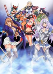 10s 6+girls annelotte annelotte_(queen&#039;s_blade) armor armored_dress ass blonde_hair blue_eyes blue_hair breasts captain_liliana cleavage dress female_focus garter_straps green_eyes hat highres knight_princess_annelotte large_breasts long_hair luna_luna_(queen&#039;s_blade) miniskirt mirim multiple_girls open_mouth pink_eyes pink_hair pirate purple_hair queen&#039;s_blade queen&#039;s_blade_lost_worlds queen&#039;s_blade_rebellion sigui_(queen&#039;s_blade) skirt skull skull_and_crossbones smile sword thighhighs tiara vante weapon yuit_(queen&#039;s_blade)