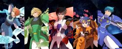 Rule 34 | 5boys, absurdres, aqua eyes, armor, black hair, blonde hair, blue eyes, blue hair, branch, brown hair, cherry blossoms, cowboy shot, date seiji, expressionless, fabric, flower, flower request, green eyes, hashiba touma, highres, holding, holding branch, lips, looking at viewer, male focus, medium hair, mizuki ken, mouri shin, multiple boys, purple eyes, ronin warriors, sanada ryou, short hair, shue rei fuan, upper body, yoroiden samurai troopers