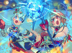 Rule 34 | 2girls, ahoge, animal ears, antenna hair, artificial flower, bare shoulders, belt, black pantyhose, black thighhighs, blue eyes, blush, boots, bow, bowtie, breasts, chicken (food), chicken leg, chinese commentary, cleavage, collar, commentary request, cropped jacket, crossed bangs, daiwa scarlet (scarlet nuit etoile) (umamusume), daiwa scarlet (umamusume), detached collar, detached sleeves, dress, ear covers, fang, flower, food, food on face, frilled dress, frills, fur-trimmed dress, fur-trimmed gloves, fur trim, gloves, grey hair, hair between eyes, hair flower, hair intakes, hair ornament, hairband, hand on own hip, holding, holding food, horse ears, horse girl, horse tail, inaki shinrou, jacket, knee boots, large breasts, layered dress, long hair, looking at viewer, medium breasts, multiple girls, official alternate costume, oguri cap (miraculous white star) (umamusume), oguri cap (umamusume), open clothes, open jacket, open mouth, pantyhose, plaid clothes, plaid dress, red collar, red dress, red eyes, red gloves, red hair, short sleeves, single ear cover, single ear down, skin fang, smile, standing, tail, thighhighs, tiara, umamusume, very long hair, white bow, white bowtie, white dress, white gloves, white jacket