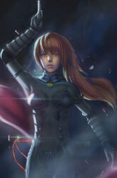 1girl absurdres bodysuit breasts brown_eyes brown_hair dead_or_alive dead_or_alive_6 highres kasumi_(doa) long_hair medium_breasts ninja ponytail sword weapon