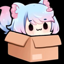 1girl :3 animal_ears animated blue_hair blush bouncing box chibi flower fox_ears fox_girl fox_tail hair_flower hair_ornament in_box in_container indie_virtual_youtuber multicolored_hair pink_hair silvervale smile tail transparent_background two-tone_hair virtual_youtuber