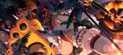1girl breasts chloe_von_einzbern chloe_von_einzbern_(beast_style) fate/grand_order fate/kaleid_liner_prisma_illya fate_(series) fire game_cg giant giantess medium_breasts official_art outdoors pink_hair revealing_clothes small_breasts tagme