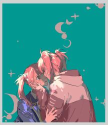 Rule 34 | 2girls, crying, hand on another&#039;s face, highres, hood, hood down, hooded jacket, jacket, li tianchen, li tianxi, long sleeves, looking at another, multiple girls, qyzhiaiyisheng, red eyes, school uniform, shiguang dailiren, siblings, simple background, tears, twins, twintails, yuri