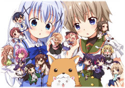 10s 6+girls aoyama_blue_mountain blue_eyes chibi chibi_inset crossover dog ebisuzawa_kurumi gakkou_gurashi! gochuumon_wa_usagi_desu_ka? hoto_cocoa hoto_mocha jouga_maya kafuu_chino kirima_syaro manga_time_kirara multiple_girls naoki_miki natsu_megumi nora-toro sakura_megumi school_uniform shidou_kei takeya_yuki taroumaru_(gakkou_gurashi) tedeza_rize tippy_(gochiusa) tippy_(gochuumon_wa_usagi_desuka?) ujimatsu_chiya wakasa_yuuri