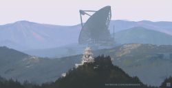 Rule 34 | aurahack, building, day, forest, mountain, nature, no humans, original, radio telescope, radio tower, scenery, signature, sky, tree, watermark, web address