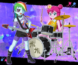 2girls ami_onuki ami_onuki_(cosplay) cosplay drum guitar hi_hi_puffy_amiyumi instrument multiple_girls my_little_pony my_little_pony:_equestria_girls my_little_pony:_friendship_is_magic personification pinkie_pie rainbow_dash tagme uotapo yumi_yoshimura yumi_yoshimura_(cosplay)