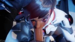 1boy 1girl 3d animated animated_gif cum cum_in_mouth cum_on_body facial fellatio forced_drinking hetero kreisake oral overwatch overwatch_1 penis reaper_(overwatch) sombra_(overwatch) swallowing uncensored