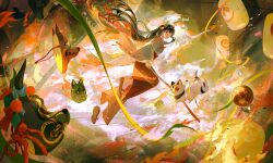 Rule 34 | 1girl, absurdres, black eyes, black hair, bow, closed mouth, commentary, commission, floating hair, full body, hair ornament, hakama, hakama pants, highres, higurashi kagome, holding, holding bow (ornament), inuyasha, japanese clothes, juyekuno, kimono, kirara (inuyasha), lantern, long hair, long sleeves, looking at viewer, mask, miko, nekomata, pants, paper lantern, red hakama, red ribbon, ribbon, ribbon-trimmed sleeves, ribbon trim, sandals, solo, tabi, very long hair, white kimono, wide sleeves, zouri