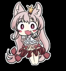 1boy :d animal_ear_fluff animal_ears animated animated_gif arms_behind_back auiy barefoot blinking blush bow chibi commentary_request crown derivative_work dress fang frilled_dress frills hair_bow helltaker layered_dress light_purple_hair long_hair looking_at_viewer looping_animation low-tied_long_hair mini_crown nanaha_rui open_mouth pink_hair red_bow red_eyes skin_fang smile solo swaying transparent_background trap very_long_hair virtual_youtuber wactor_production