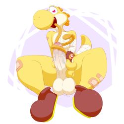 1boy absurdres highres long_tongue mario_(series) nintendo otto0ttsy penis saliva testicles tongue yoshi