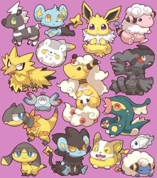 &gt;_o 2027_(submarine2027) :&gt; :&lt; :3 :p ^_^ ampharos blitzle blue_eyes blush bright_pupils brown_eyes chibi claws closed_eyes closed_mouth colored_sclera commentary_request creatures_(company) drooling eelektross fangs flaaffy game_freak gen_1_pokemon gen_2_pokemon gen_4_pokemon gen_5_pokemon gen_6_pokemon gen_7_pokemon gen_8_pokemon green_eyes heliolisk helioptile highres jolteon legendary_pokemon looking_at_viewer luxray magnemite magnet mareep mega_ampharos mega_pokemon nintendo no_humans one-eyed one_eye_closed open_mouth pokemon pokemon_(creature) purple_background purple_eyes red_sclera screw shinx simple_background sitting sleeping smile smirk spikes togedemaru tongue tongue_out tynamo u_u v-shaped_eyebrows white_pupils yamper yellow_eyes yellow_pupils zapdos zekrom