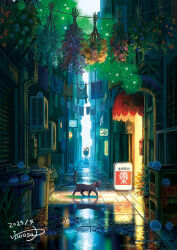1other ajirogasa alley animal_ears beer_crate black_cat blue_flower blue_kimono cat clothesline commentary_request condenser_unit dated fantasy flower gas hat holding holding_unworn_clothes holding_unworn_hat industrial_pipe japanese_clothes kimono laundry orange_flower original outdoors pants pink_flower plant potted_plant puddle purple_flower scenery shirt signature trash_can unworn_hat unworn_headwear unworn_pants unworn_shirt water wide_sleeves yukoiwase