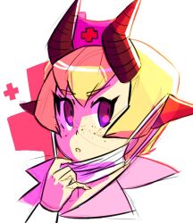 capshino freckles hat headshot horns nurse nurse_cap patty_(skullgirls) skullgirls