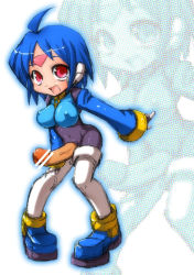 Rule 34 | 1futa, bar censor, blue hair, capcom, censored, futanari, gender request, genderswap, genderswap (mtf), mega man (series), mega man zx, penis, solo, thetis (mega man)