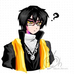 1boy ? black_coat black_eyes black_hair closed_mouth coat colored_sclera dieci_association_south_uniform glasses jewelry limbus_company looking_at_viewer male_focus necklace project_moon shirt simple_background solo stole upper_body vancho_vakurets white_background white_shirt yellow_sclera yi_sang_(project_moon)