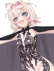 1girl absurdres animal_ear_fluff animal_ears bandaid bandaids_on_nipples chronopattern_dress highres hololive hololive_english lucien_000298 meme_attire mococo_abyssgard navel open_mouth pasties virtual_youtuber
