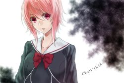 1girl bow chaos;child collarbone female_focus onoe_serika pink_hair school_uniform solo tagme