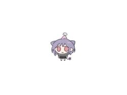 1girl :3 animal_ears bang_dream! bang_dream!_it&#039;s_mygo!!!!! black_skirt cat_ears cat_girl cat_tail chibi chibi_only grey_shirt kemonomimi_mode m_(226mmy) purple_hair red_eyes shirt short_hair simple_background skirt solo tail white_background yuutenji_nyamu