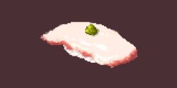 fish_(food) food food_focus hisachan55cute nigirizushi no_humans original pixel_art red_background rice still_life sushi wasabi yellowtail_fusilier