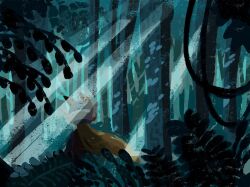 Rule 34 | 1boy, blonde hair, forest, from behind, helmet, light rays, long hair, male focus, mega man (series), mega man zero (series), natsumi 6021, nature, red helmet, solo, zero(z) (mega man), zero (mega man)