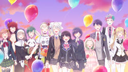 1other 2boys 6+girls :d ^_^ ahoge animal_ear_legwear animal_hood aqua_hair aqua_lips balloon bandaged_hand bandages bear_hood black_choker black_collar black_dress black_hair black_hairband black_jacket black_pants black_thighhighs black_veil blazer blonde_hair blue_hair blue_jacket blue_skirt blush bow bowtie breasts brown_cardigan brown_hair buttons capelet cardigan cat_ear_legwear center_opening chinese_clothes choker cleavage closed_eyes clothes_writing cloud collar collared_shirt commentary_request cowboy_shot dola_(1st_costume)_(nijisanji) dola_(nijisanji) double-breasted dragon_horns drawstring dress earrings elu_(1st_costume)_(nijisanji) elu_(nijisanji) facial_mark fairy_wings flower forehead frilled_skirt frills fuji_fujino gloves gradient_sky green_hair green_skirt green_wings grey_hair grey_jacket grey_skirt grey_sweater hair_bow hair_flower hair_ornament hairband hairclip hand_up hands_in_opposite_sleeves high_ponytail highres higuchi_kaede higuchi_kaede_(1st_costume) holding holding_stuffed_toy honma_himawari honma_himawari_(1st_costume) hood hood_up hoodie horns i_heart... jacket jewelry joe_rikiichi joe_rikiichi_(1st_costume) kenmochi_touya kenmochi_touya_(1st_costume) lapels large_breasts lipstick long_hair long_sleeves makeup medium_hair morinaka_kazaki morinaka_kazaki_(1st_costume) multicolored_hair multiple_boys multiple_girls necktie nijisanji nun off_shoulder omamori open_clothes open_jacket open_mouth outdoors pants pantyhose parted_bangs pink_bow pink_bowtie pink_hair pink_hoodie pink_shirt plaid_clothes plaid_necktie plaid_skirt pleated_skirt pointy_ears ponytail puffy_long_sleeves puffy_sleeves purple_bow purple_bowtie purple_hair purple_necktie red_bow red_bowtie red_hair red_necktie red_pants red_thighhighs ribbon ryuushen ryuushen_(1st_costume) school_uniform shirt shizuka_rin shizuka_rin_(1st_costume) short_hair short_sleeves side_ponytail sidelocks single_earring sister_claire sister_claire_(1st_costume) skirt sky sleeveless sleeveless_shirt smile standing straight_hair striped_clothes striped_hoodie stuffed_animal stuffed_panda stuffed_toy sunflower sunflower_hair_ornament sunset sweater t-shirt takamiya_rion takamiya_rion_(1st_costume) tassel tassel_earrings teardrop_facial_mark teeth thighhighs tsukino_mito tsukino_mito_(1st_costume) twintails upper_teeth_only veil very_long_hair virtual_youtuber weapon_bag white_bow white_bowtie white_capelet white_gloves white_jacket white_pants white_ribbon white_shirt white_thighhighs wide_sleeves wing_collar wings yellow_sweater zettai_ryouiki