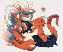 1other akadako animal_feet animal_hands bags_under_eyes colored_skin full_body furry grey_background grey_outline hand_on_own_knee happy knee_up koraidon leaning_back lizard_tail multicolored_eyes multicolored_skin nintendo open_mouth orange_eyes other_focus outline pokemon pokemon_(creature) red_skin simple_background sitting slit_pupils smile solo spread_legs tail tongue tongue_out two-tone_skin webbed_feet webbed_hands white_skin yellow_eyes