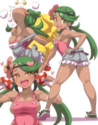 1girl :d alternate_color apron arched_back armpit_peek arms_up ass bare_arms bare_shoulders blush breasts breath bright_pupils cleavage clothed_sex coin collarbone commentary_request curvy dark-skinned_female dark_skin flower food from_behind full_body furry furry_male furry_with_non-furry gen_1_pokemon glowing glowing_eyes grabbing_another&#039;s_hair green_eyes green_footwear green_hair hair_flower hair_ornament hair_tie half-closed_eyes hand_on_own_hip heart heart_hair_ornament heavy_breathing hetero holding holding_another&#039;s_wrist holding_food holding_poke_ball holed_coin hypno hypnosis implied_sex interspecies konno_tohiro legs legs_apart long_hair looking_at_viewer looking_back low_twintails mallow_(pokemon) medium_breasts mind_control monster motion_lines mushroom naked_apron naughty_face nintendo open_mouth overalls pendulum phallic_symbol pink_apron pink_flower pink_shirt poke_ball pokemon pokemon_(creature) pokemon_sm pokephilia rape round_teeth sequential sex shadow shiny_skin shirt shoes sideboob simple_background smile sneakers standing strap_slip sweat swept_bangs teeth trembling twintails white_background white_pupils