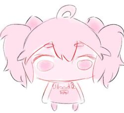 Rule 34 | akane iwawwa, animal ears, chibi, looking at viewer, non-web source, original, pig ears, pig girl, pink eyes, pink hair, skirt, twintails, virtual youtuber