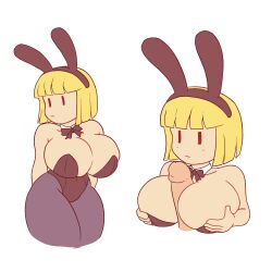 Rule 34 | 1boy, 1girl, black bow, black bowtie, black leotard, blonde hair, bob cut, bow, bowtie, breasts, cleavage, closed mouth, collarbone, cropped legs, detached collar, dozo gon, expressionless, hetero, highres, huge breasts, leotard, mob face, nichijou, paizuri, paizuri under clothes, pantyhose, penis, playboy bunny, rabbit ears, sekiguchi yuria, short hair, thick thighs, thighs, | |