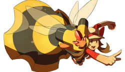 00s 1girl gen_4_pokemon lowres lyra_(pokemon) nintendo pokemon pokemon_(creature) pokemon_hgss simple_background vespiquen