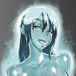 1girl alpha-152 aura bad_deviantart_id bad_id black_hair blue_skin collarbone colored_skin dead_or_alive deeezel female_focus licking_lips long_hair lowres monster_girl naughty_face slime_girl solo tongue tongue_out upper_body