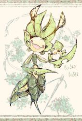 animal_focus antennae bwmtk1110 evolutionary_line gen_5_pokemon leavanny nintendo no_humans open_mouth pokemon pokemon_(creature) red_eyes sewaddle smile standing