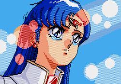 1980s_(style) 1girl aliasing animated animated_gif asou_yuuko blue_eyes blue_hair close-up crying dithering female_focus game lens_flare light_rays long_hair looking_afar lowres matching_hair/eyes msx msx2 mugen_senshi_valis oldschool outdoors pixel_art retro_artstyle solo sunbeam sunlight tears telenet_japan valis