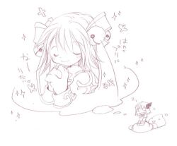 Rule 34 | 1girl, 2000s (style), :3, acolyte (ragnarok online), bell, closed mouth, commentary request, dreaming, greyscale, hair bell, hair ornament, hasenyo, jingle bell, lowres, monochrome, open mouth, poring, priest (ragnarok online), ragnarok online, short hair, simple background, sketch, skirt, sleeping, sleeping upright, slime (creature), smile, sparkle, zzz