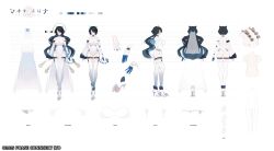 1girl animal_ears black_hair blue_bow blue_hair blue_nails bow breasts character_name cleavage color_guide colored_inner_hair copyright_notice covered_navel dress erina_makina gradient_hair hair_bow hair_over_one_eye high_heels highres leotard long_hair mechanical_arms median_furrow mins_(minevi) multicolored_hair multiple_views official_alternate_hair_length official_alternate_hairstyle official_art pelvic_curtain phase_connect reference_sheet see-through_cleavage see-through_clothes see-through_sleeves shoes short_hair single_mechanical_arm single_sleeve tail thighhighs tiger_ears tiger_girl tiger_tail virtual_youtuber white_dress white_leotard white_shoes white_thighhighs