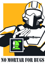 1other absurdres armor border chinese_commentary english_text et_rainy gameplay_mechanics helldiver_(helldivers) helldivers_(series) helm helmet highres meme nyet!_(meme) propaganda science_fiction white_border yellow_background