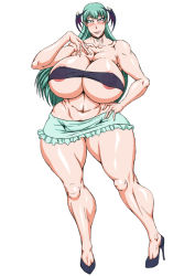blue_hair blush breasts capcom collar demon_girl high_heels huge_breasts morrigan_aensland shoes demon_girl darkstalkers zensyuui