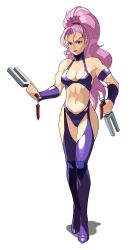 bad_tag blonde_hair boots captain_commando carol_(captain_commando) carol_basia gimmerung high_heel_boots high_heels highres iggler iggler_(artist) light-skin long_boots purple_eyes tall_boots transparent_background