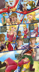 1girl 2boys bandages blonde_hair blood blue_sky boots breasts butt_crack cleavage cloud competition cum cum_in_mouth fellatio forced grabbing_another&#039;s_arm groose hetero injury irrumatio link loftwing multiple_boys nintendo oral panels pointy_ears princess princess_zelda punching rape sex shadman sky speech_bubble spoils sun the_legend_of_zelda the_legend_of_zelda:_skyward_sword therealshadman watermark web_address