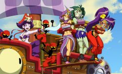 arms_behind_back bdsm belly bondage bound bound_arms bound_legs bound_wrists cloth_gag collarbone crop_top gag gagged highres improvised_gag merinthos midriff navel original peril pirate restrained rottytops shantae shantae_(series) shibari struggling tied_up_(nonsexual) wayforward worried