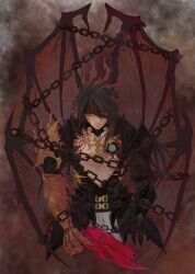 Rule 34 | 1boy, bat wings, belt, black hair, center opening, chain, closed mouth, commentary request, cowboy shot, facial hair, final fantasy, final fantasy vii, final fantasy vii ever crisis, gauntlets, gun, handgun, headband, highres, holding, holding gun, holding weapon, long hair, looking at viewer, male focus, msa mne, multiple belts, pectorals, red headband, shoulder pads, solo, spiked hair, vincent valentine, vincent valentine (coat of the worthy), weapon, wings