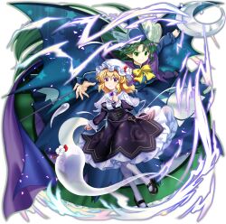 2girls bat_wings blue_dress dress ghost highres maribel_hearn mima_(touhou) multiple_girls non-web_source pantyhose rotte_(1109) touhou touhou_(pc-98) touhou_lostword white_pantyhose wings