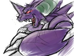 gen_1_pokemon nidoking nintendo no_humans pokemon pokemon_(creature) simple_background sketch