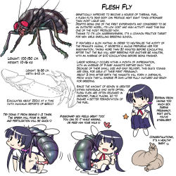 1girl bestiality black_hair blush bug cum cum_in_pussy english_text fly gall_(lunaticwoe) giving_birth insect md5_mismatch original penis pregnant school_uniform sex skirt solo_focus text_focus translated twintails u30acu30eb warped_apple