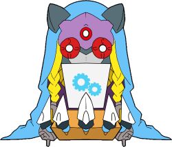 1girl appmon cape digimon female_focus highres hood mask setmon solo