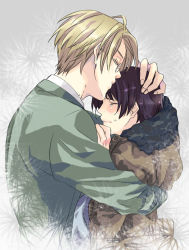 Rule 34 | 2boys, america (hetalia), axis powers hetalia, black hair, japan (hetalia), male focus, multiple boys, short hair, tears, yaoi