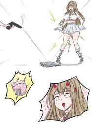 1futa ball_busting boots bullet futanari gun horns midriff ocigart ricocheting skirt testicles weapon
